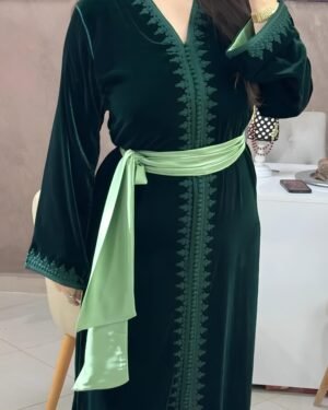 Caftan en Velours Vert Émeraude