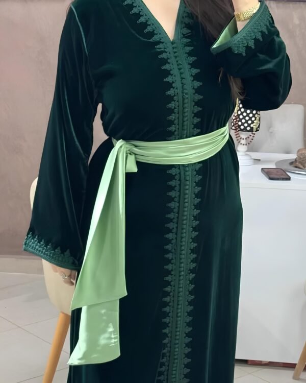 Caftan en Velours Vert Émeraude