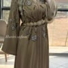 Caftan Marron Glacé Brodé Or & Argent