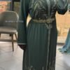 Caftan Vert Olive Brodé Or & Argent